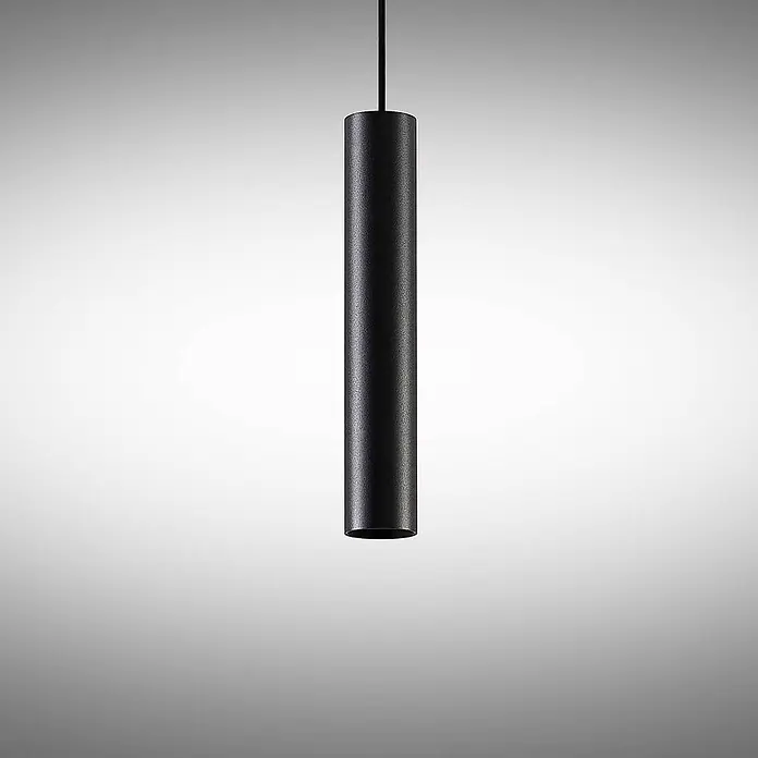 Arcchio Pendelleuchte Ejona - L x B x H: 6 x 6 x 35 cm, schwarz, Schwarz, GU10 - Schwarze zylindrische Pendelleuchte mit texturierter Oberfläche.