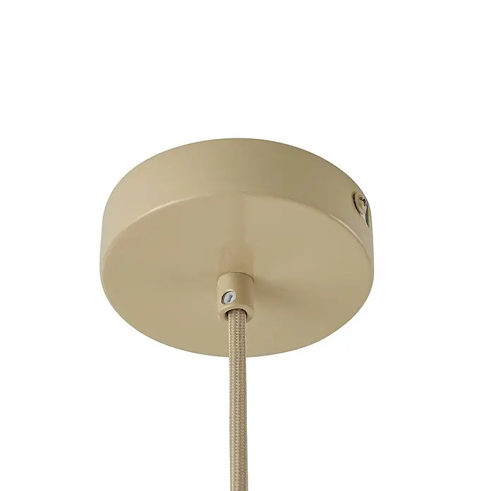 Lindby Pendelleuchte Helin - L x B x H: 70 x 70 x 26 cm, creme / amber, beige, E27 - Beige Deckenrosette mit mattem Finish und passendem geflochtenen Textilkabel.