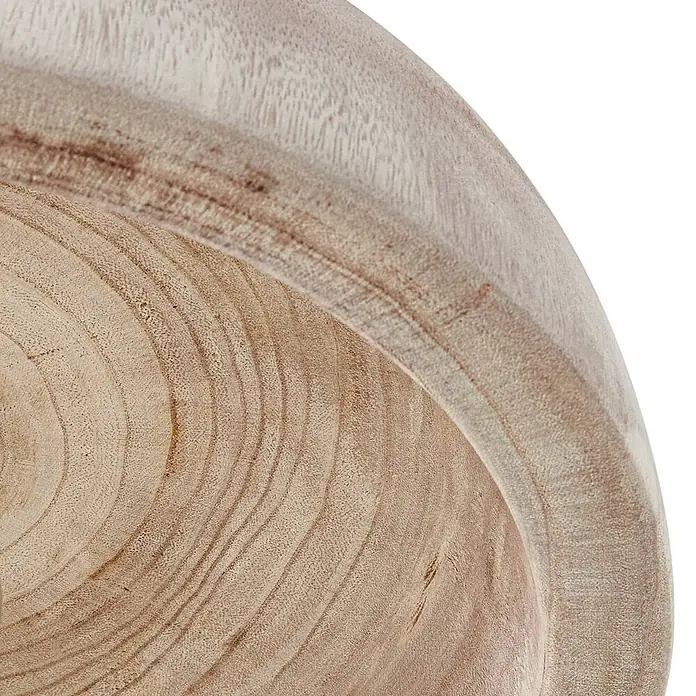 Lucande Pendelleuchte Leivar - Holz hell, Schwarz, Holz hell, E27 - Nahaufnahme des Inneren einer hellbraunen Holzschale mit sichtbarer Maserung.