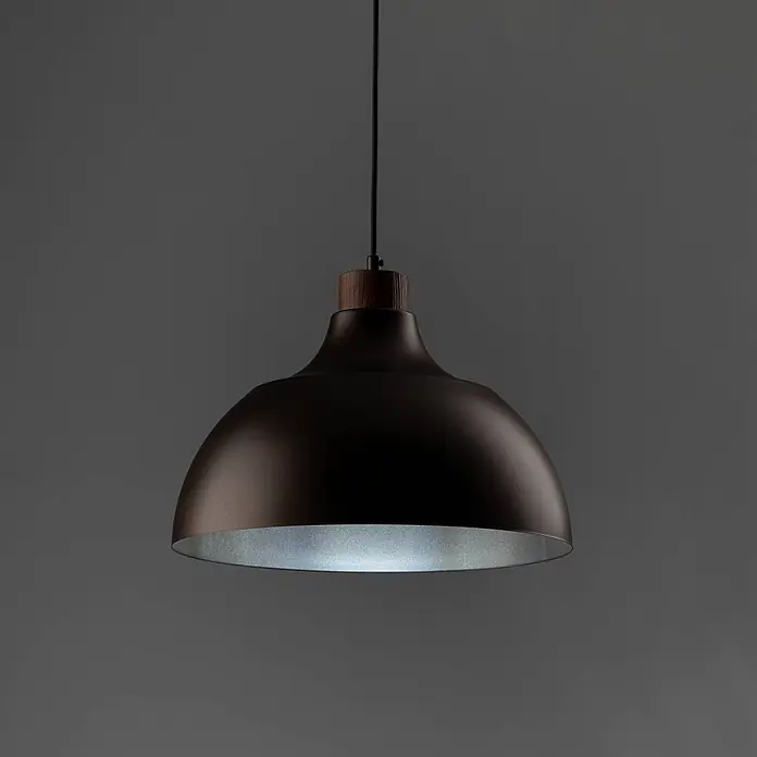 Envostar Pendelleuchte Kaitt - L x B x H: 34 x 34 x 170 cm, braun, holz hell, E27 - Dunkle Hängelampe mit Holzdetail und silberner Innenseite.