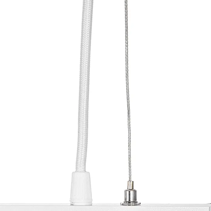 Arcchio Pendelleuchte Brinja - weiß / opal, weiß, GU10 - Weißes geflochtenes Stromkabel mit Zugentlastung aus Kunststoff und dünnes silbernes Stahlseil mit Metallverbinder.