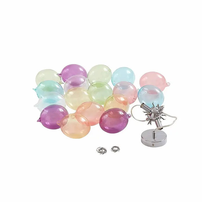 Lucande Pendelleuchte Diborah - L x B x H: 40 x 40 x 30 cm, Multicolour, multicolour, G9 - Sortiment bunter, durchscheinender Deko-Kugeln für eine Leuchte, mit verchromtem Mehrarm-Sockel und Befestigungsringen.