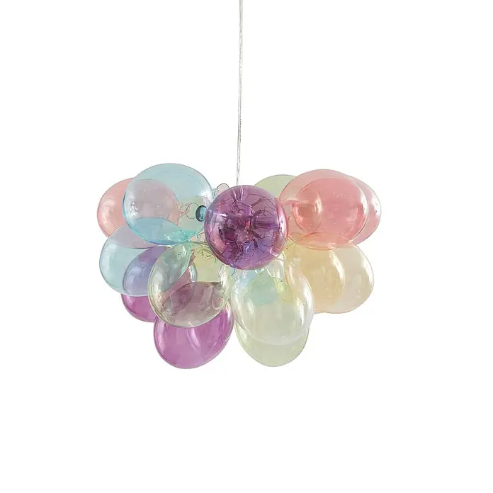 Lucande Pendelleuchte Diborah - L x B x H: 40 x 40 x 30 cm, Multicolour, multicolour, G9 - Hängeleuchte mit mehreren bunten, durchscheinenden Glaskugeln in Pastelltönen wie Rosa, Blau und Lila.