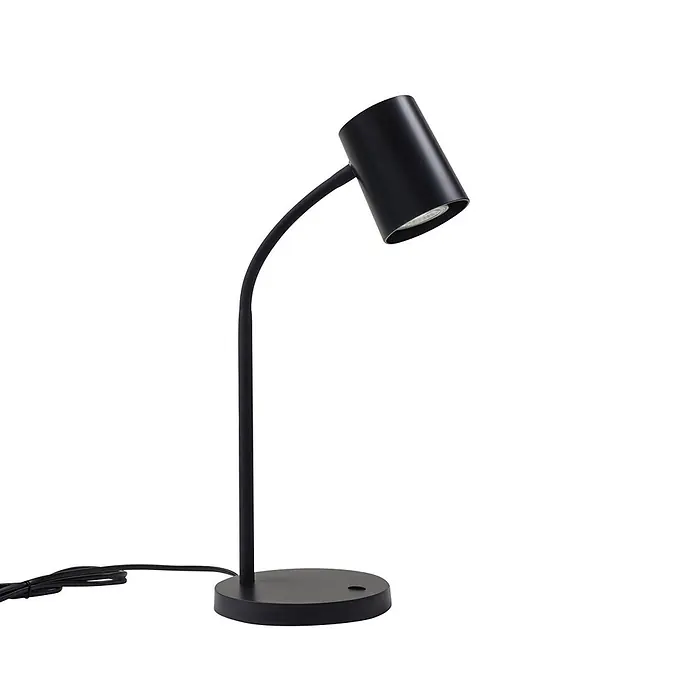 Lindby Tischleuchte Radka - L x B x H: 14,2 x 14,2 x 40,5 cm, schwarz, schwarz, GU10 - Schwarze matte Schreibtischlampe mit flexiblem Schwanenhals und zylindrischem Kopf für gerichtete Beleuchtung.