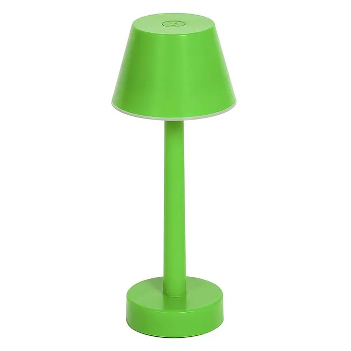 Lindby Tischleuchte Gaja - grün, grün - Leuchtend grüne tragbare LED-Tischlampe mit konischem Schirm und rundem Fuß.