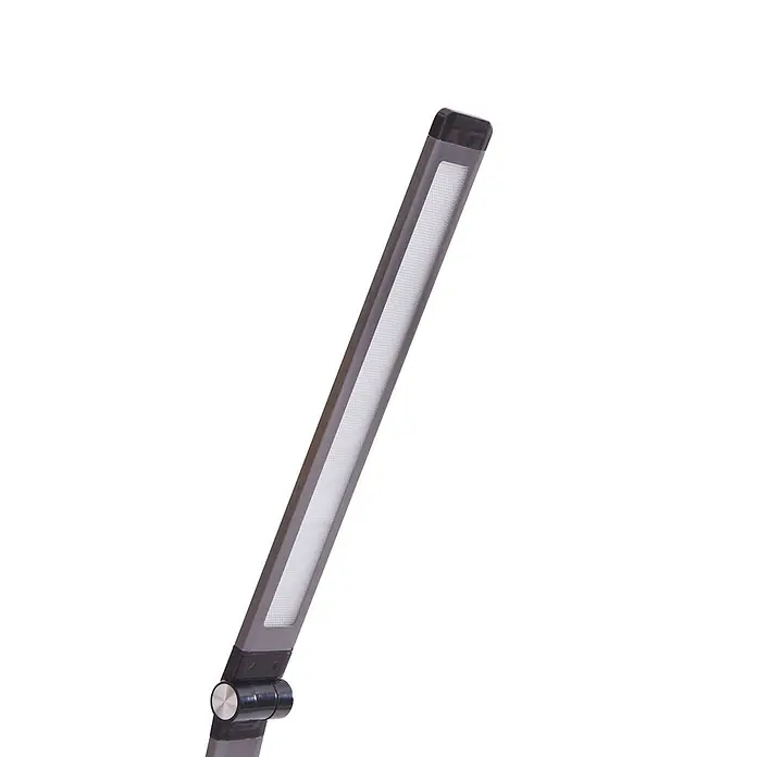 Lindby Tischleuchte Valtaris - L x B x H: 35,6 x 13,7 x 43,1 cm, alu / grau / zink, alu / grau / zink - Schlanker, grauer LED-Schreibtischlampenarm mit weißer Lichtleiste und schwarzem Gelenk.