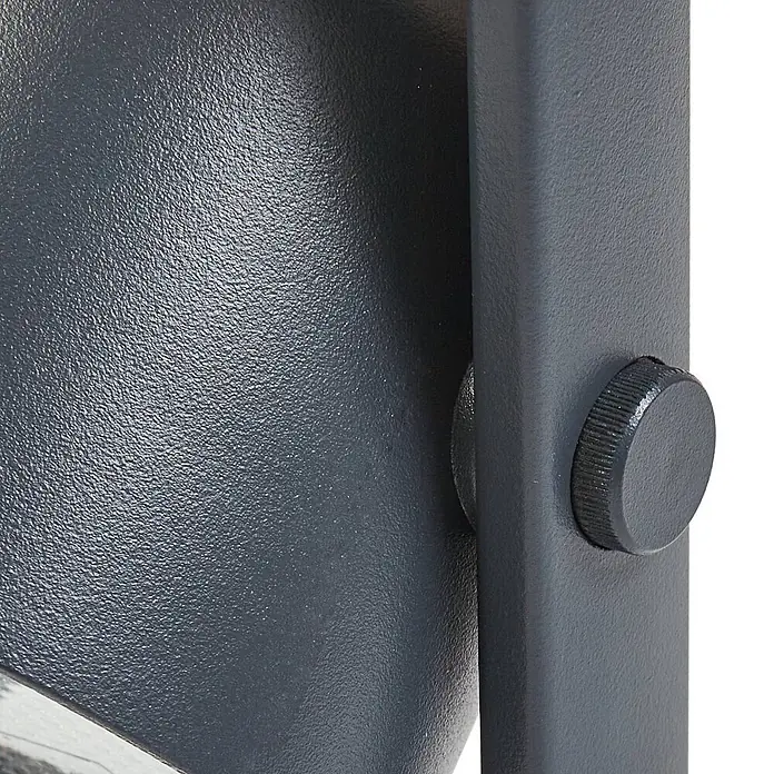 Lindby Tischleuchte Kalevi - schwarz, schwarz - Dunkelgraue texturierte Halterung mit geriffeltem Einstellknopf.