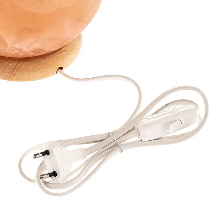 Envostar Tischleuchte Harmony - rot, E14 - Weißes Netzkabel für eine Salzkristalllampe, mit Ein-/Ausschalter und europäischem Stecker, mit Kabelbinder gebündelt.