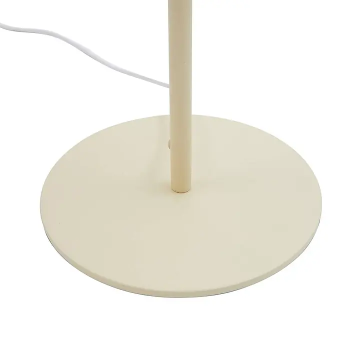 Lucande Tischleuchte Audrina - creme / amber - Cremefarbener runder Lampenfuß mit Stange und weißem Stromkabel.