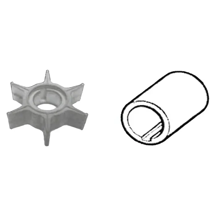 CEF Impeller 500339 - Ø x L: 55,75 x 20,2 mm, Wellendurchmesser: 17,2 mm - Abbildung eines Impellers und einer Buchse. Diese Komponenten werden oft in Pumpen verwendet.