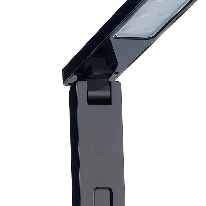 Lindby Tischleuchte Eleni - L x B x H: 18 x 17,2 x 45 cm, schwarz, schwarz - Schwarze LED-Schreibtischlampe mit verstellbarem Arm und Lichtpanel.