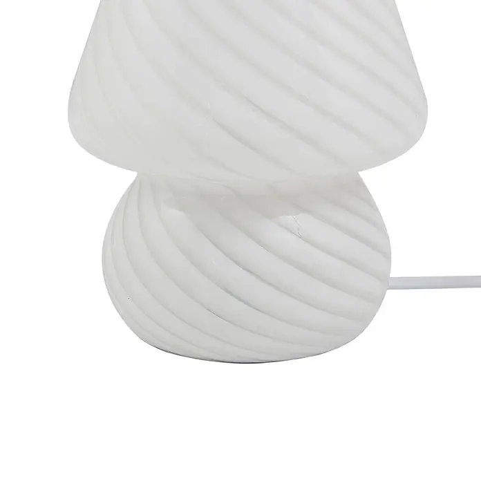 Lindby Tischleuchte Andriana - weiß / opal, weiß / opal, E14 - Weiße Pilz-förmige Glaslampe mit spiralförmigem Rippendesign.