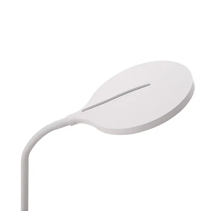 Lindby Tischleuchte Valtaria - L x B x H: 28,8 x 17 x 38,1 cm, weiß / opal, weiß / opal - Weiße flexible Schreibtischlampe mit flachem, blattförmigem Kopf und grauem Touch-Bedienfeld.