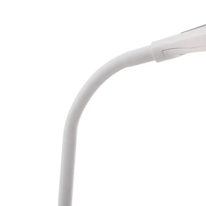 Lindby Tischleuchte Valtaria - L x B x H: 28,8 x 17 x 38,1 cm, weiß / opal, weiß / opal - Weißer biegsamer Arm einer Leuchte.