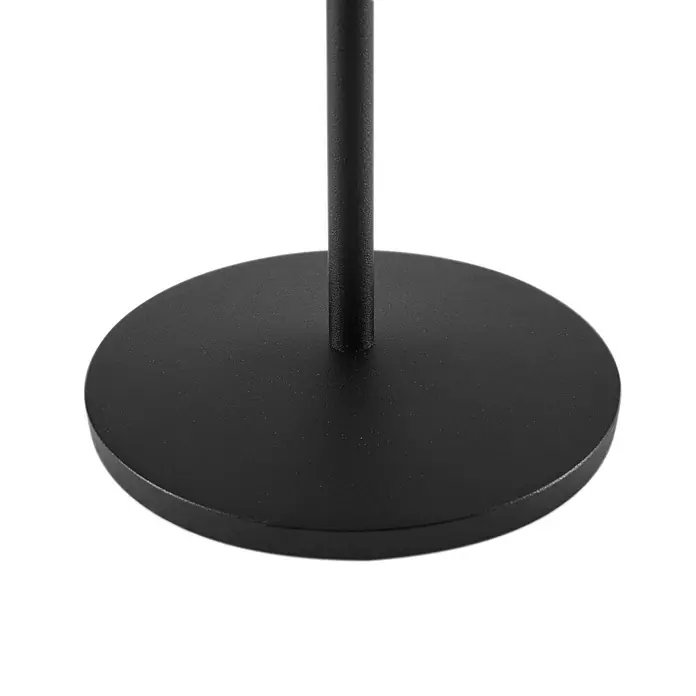 Lindby Tischleuchte Esali - L x B x H: 11 x 11 x 28,5 cm, schwarz, schwarz - Schwarze runde Metallbasis mit vertikaler Stange, Teil eines Ständers oder einer Lampe.