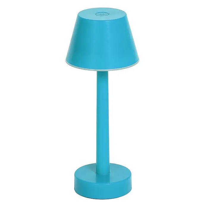 Lindby Tischleuchte Gaja - L x B x H: 9,5 x 9,5 x 24 cm, blau, blau - Eine hellblaue, moderne Tischlampe in Kegelform mit zylindrischem Ständer und Sockel, inklusive Bedienknopf oben.