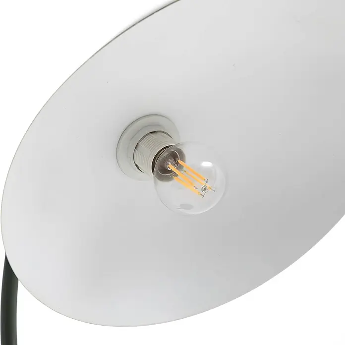 Lucande Tischleuchte Arvadon - grün, grün, E14 - Weißer Lampenschirm mit klarer LED-Glühbirne in weißer Fassung.