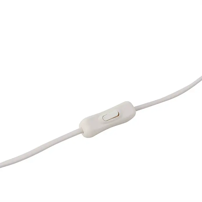 Lindby Tischleuchte Sorscha - L x B x H: 26 x 26 x 43 cm, weiß / opal, weiß / opal, E27 - Weißer Zwischenschalter an einem Kabel zur Steuerung elektrischer Geräte.