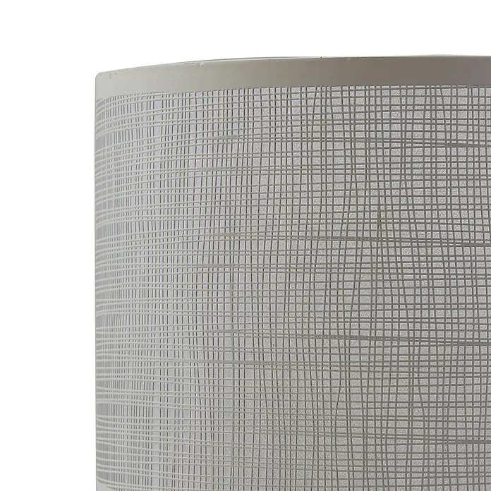 Lindby Tischleuchte Sorscha - L x B x H: 26 x 26 x 43 cm, weiß / opal, weiß / opal, E27 - Hellgrauer Lampenschirm mit unregelmäßigem feinem Gittermuster.