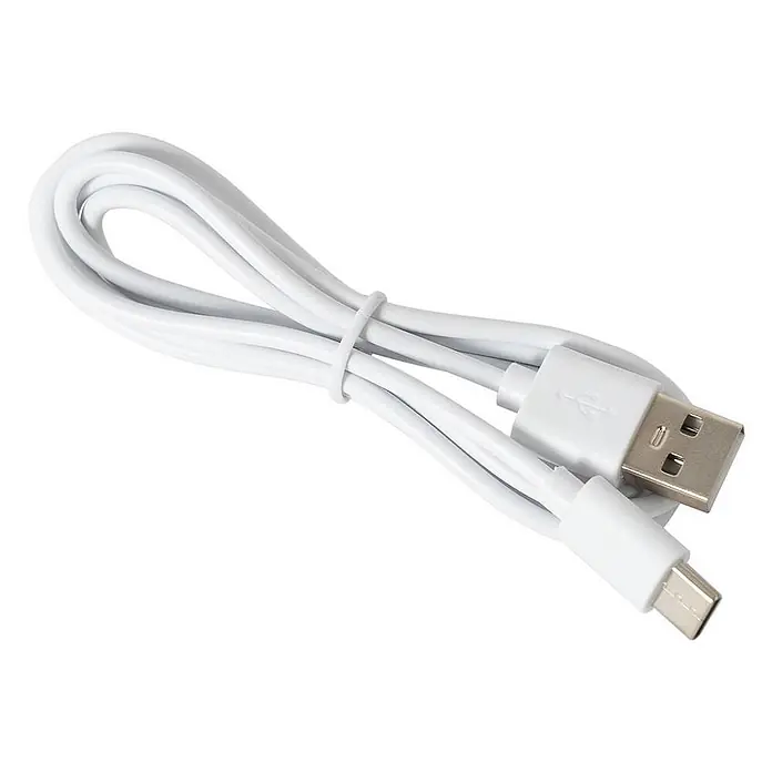 Lindby Tischleuchte Janea - weiß / opal, weiß / opal - Weißes USB-Kabel mit USB-A- und USB-C-Anschlüssen.