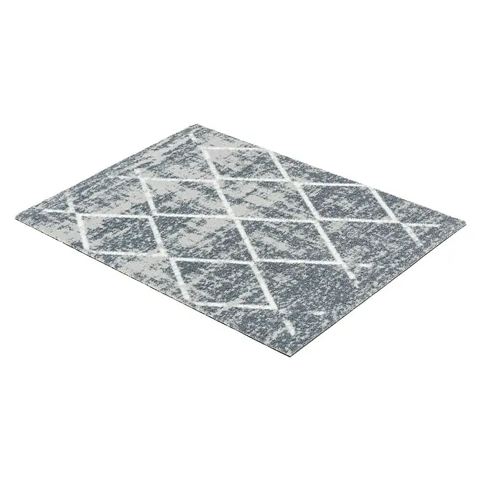 Astra Miabella Fußmatte Rauten - Grau/Weiß, 50 x 70 cm - Grauer Teppich mit geometrischem Diamantenmuster für moderne Innenräume, ideal zur Akzentuierung von Wohnbereichen und zur Erhöhung des Komforts.