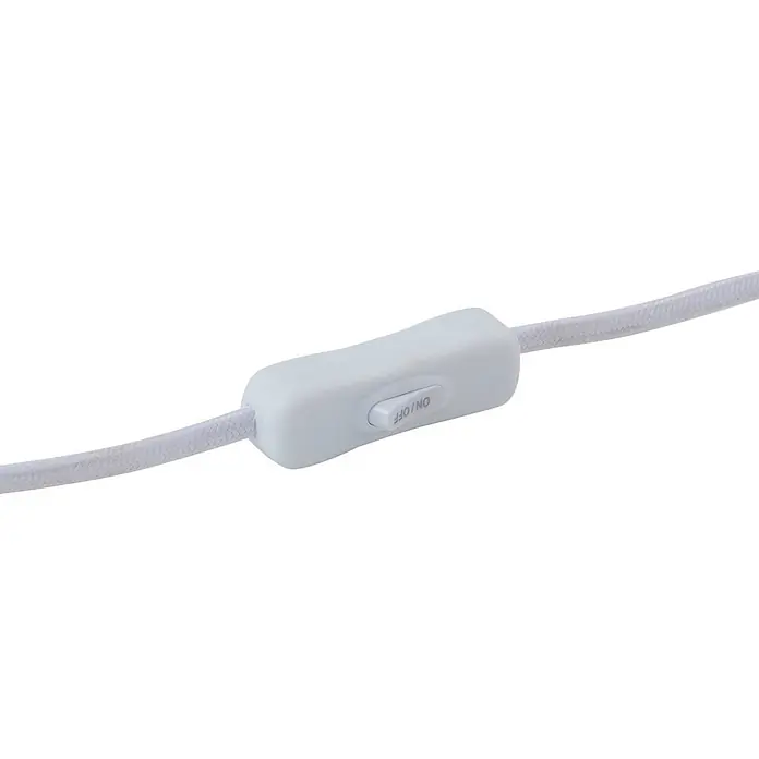 Lindby Tischleuchte Kody - weiß / opal, creme / amber, E27 - Weißer Schnurschalter an einem geflochtenen Kabel mit Ein/Aus-Taste, passend für Lampen und Elektrogeräte.