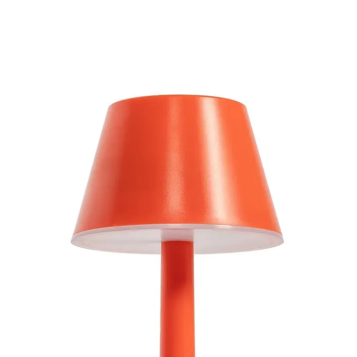 Lindby Tischleuchte Gaja - rot, rot - Orange Lampe mit konischem Schirm und durchscheinender Basis.