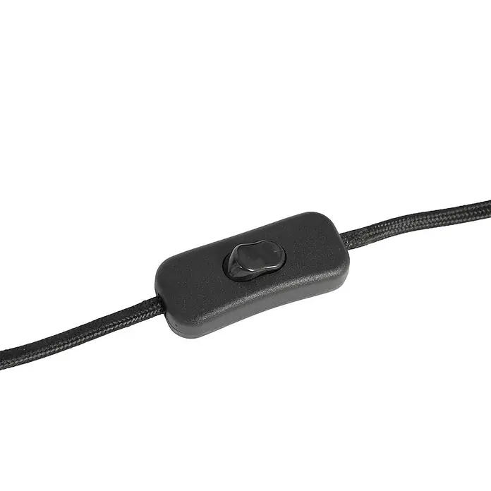 Lindby Tischleuchte Aralena - L x B x H: 15 x 15 x 26,5 cm, schwarz, E27 - Schwarzer Kunststoff-Schnurschalter an einem geflochtenen Kabel.