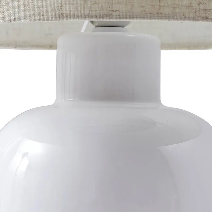 Lindby Tischleuchte Arved - L x B x H: 30 x 30 x 46 cm, weiß / opal, weiß / opal, E27 - Weißer Keramiklampenfuß mit einem strukturierten Lampenschirm aus Naturstoff.
