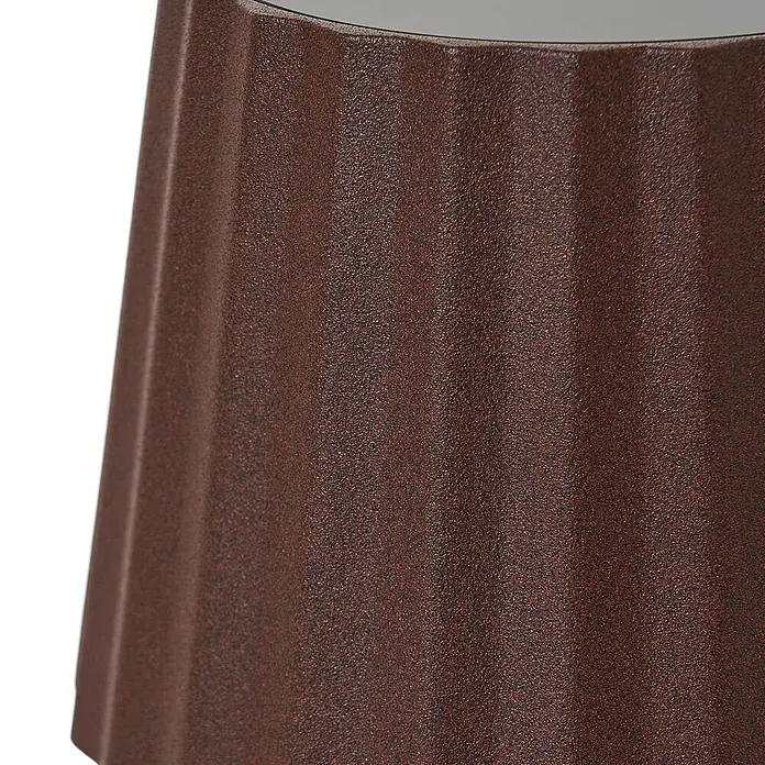 Lindby Tischleuchte Esali - L x B x H: 11 x 11 x 28,5 cm, braun / rost, braun / rost - Texturierter, bronzefarbener geriffelter zylindrischer Pflanztopf.