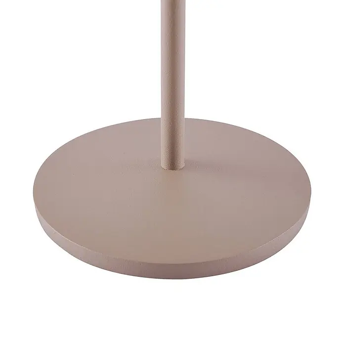 Lindby Tischleuchte Esali - creme / amber, creme / amber - Runde, matte taupefarbene Metallbasis mit zentriertem Stab für eine Stehleuchte.