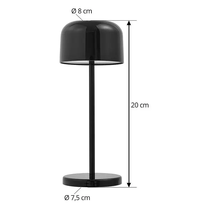 Lucande Tischleuchte Quill - schwarz, schwarz - Schwarze moderne Tischleuchte mit zylindrischem Schirm und Fuß, 20 cm hoch, Schirm Ø 8 cm, Fuß Ø 7,5 cm.