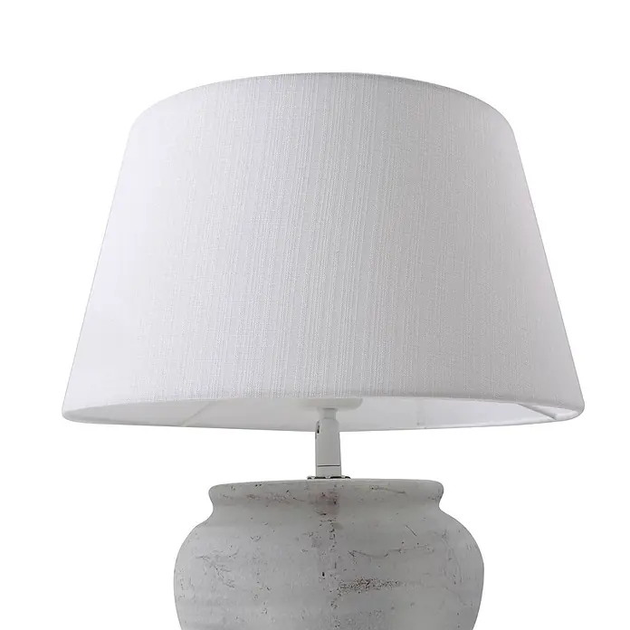 Lindby Tischleuchte Aelith - L x B x H: 30 x 30 x 36 cm, weiß / opal, weiß / opal, E27 - Weiße Tischlampe mit strukturiertem hellgrauem Sockel und schlichtem weißem Stoffschirm.