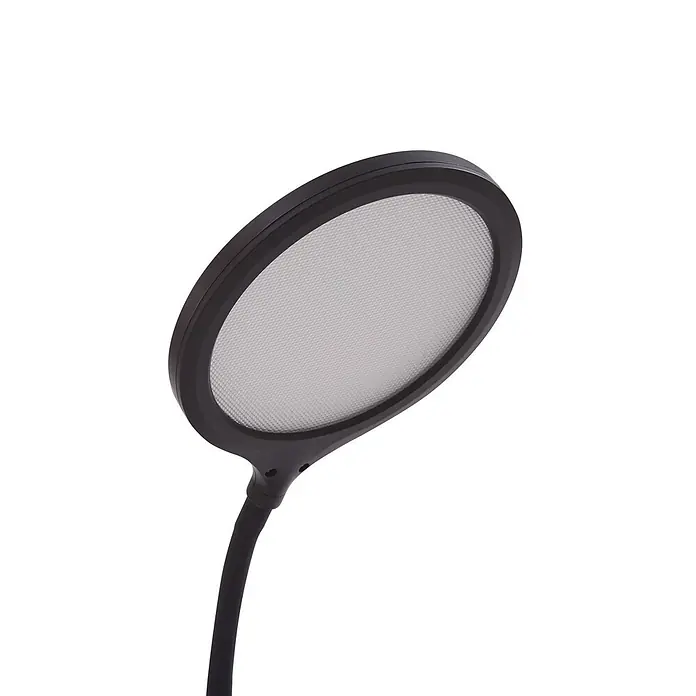 Lindby Tischleuchte Valtaria - schwarz, schwarz - Schwarze Schreibtischlampe mit ovalem, gerastertem Leuchtkopf und flexiblem Arm.