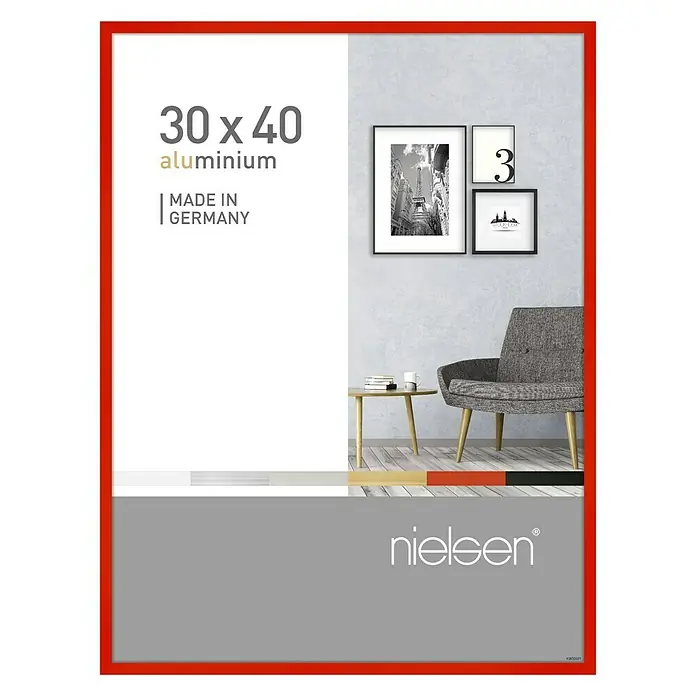Nielsen Alurahmen Pixel - 30 x 40 cm, Tornadorot - Roter Nielsen Aluminium-Bilderrahmen 30 x 40 cm, ideal zum stilvollen Präsentieren von Fotos und Kunstdrucken im Wohnraum.