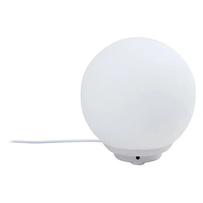 Lindby Tischleuchte Cosmia - L x B x H: 15 x 15 x 15,7 cm, weiß / opal - Gefrostete weiße Kugellampe mit weißem Sockel und Stromkabel.