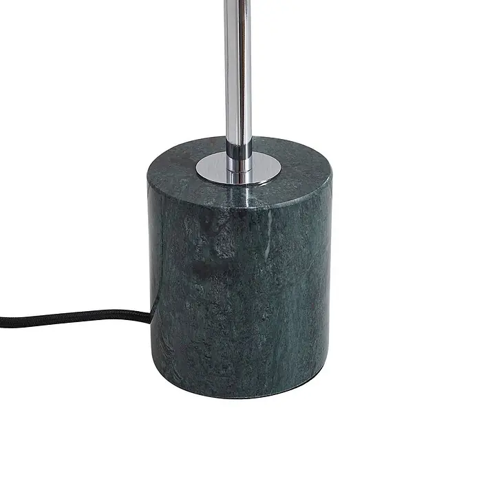 Lindby Tischleuchte Branford - L x B x H: 25 x 25 x 46 cm, grün, grün, E14 - Zylindrischer dunkelgrüner Marmor-Lampenfuß mit Chromstange und schwarzem Netzkabel.