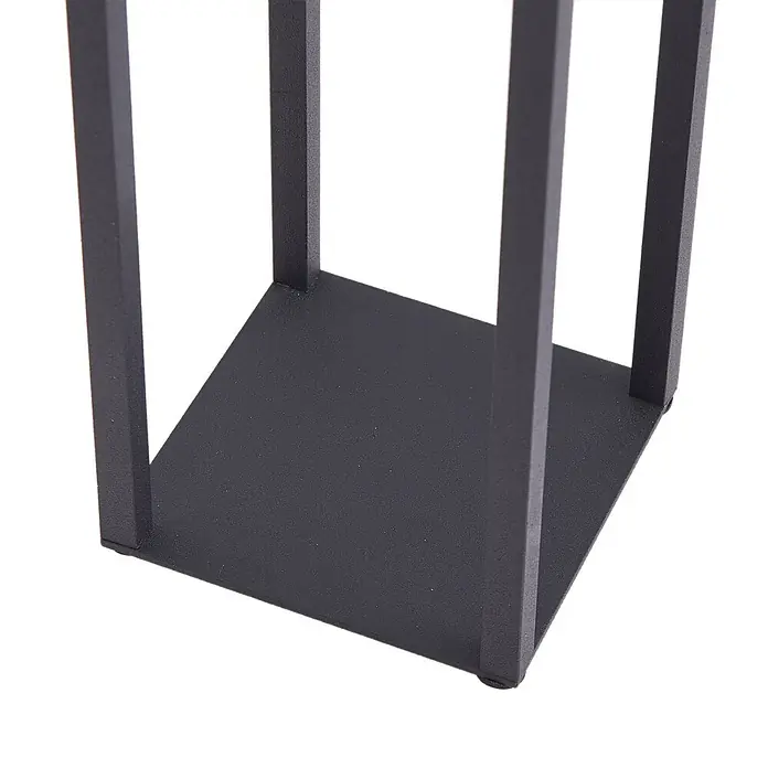 Lindby Tischleuchte Iruna - L x B x H: 9 x 9 x 26,5 cm, schwarz, schwarz - Dunkelgrauer matter Metallrahmen mit quadratischem Fuß und vier vertikalen Pfosten.
