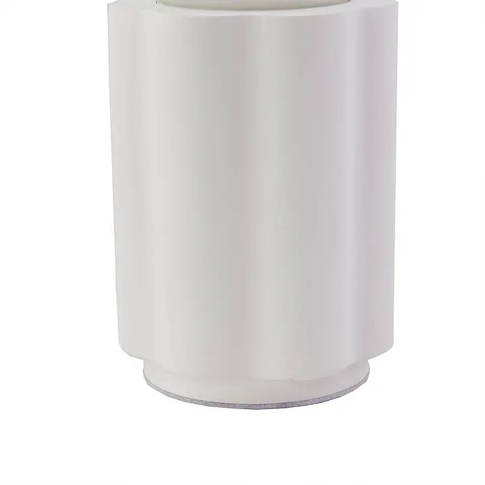 Lindby Tischleuchte Nielson - L x B x H: 11 x 11 x 23 cm, weiß / opal, weiß / opal, E27 - Weißer geriffelter zylindrischer Topf mit rundem Fuß.
