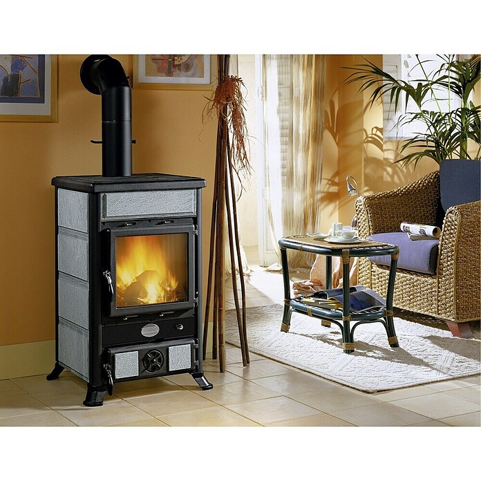 La Nordica Kaminofen Rosella R1 (8,8 kW, Raumheizvermögen: 252 m³, Verkleidung: Naturstein, Schwarz/Serpentino)