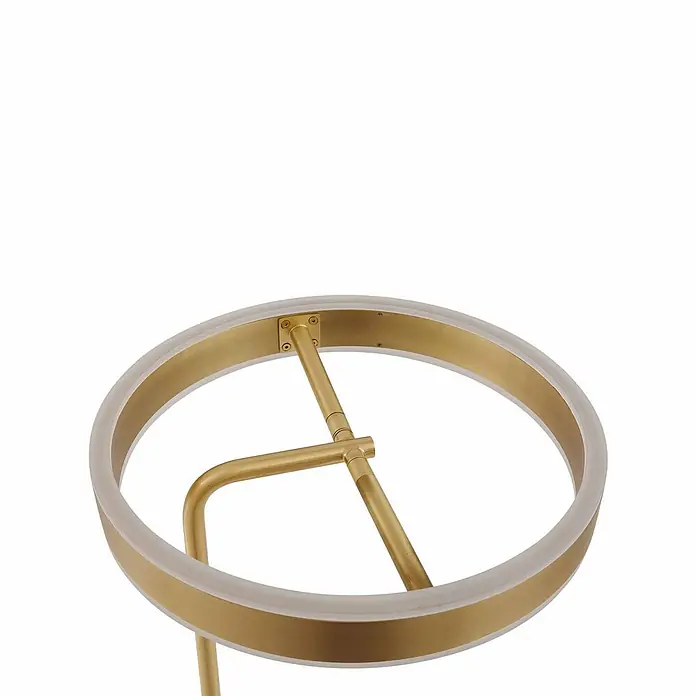 Lucande Tischleuchte Yekta - L x B x H: 30 x 30 x 58,5 cm, messing / gold, messing / gold - Moderne kreisförmige Leuchte mit Messingrahmen und mattweißem Diffusorband.