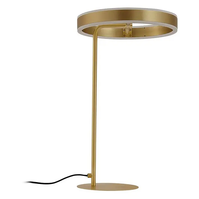 Lucande Tischleuchte Yekta - L x B x H: 30 x 30 x 58,5 cm, messing / gold, messing / gold - Goldene Metall-Tischleuchte mit rundem LED-Lichtkopf und kreisförmigem Fuß.