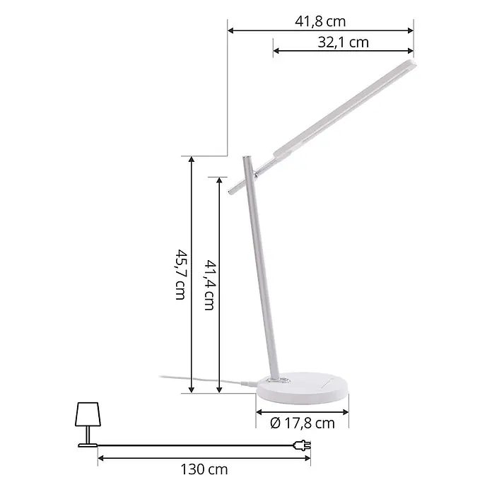 Lindby Tischleuchte Valtorin - weiß / opal, weiß / opal - Schlanke, silberfarbene LED-Schreibtischlampe mit verstellbarem Arm und rundem Fuß.