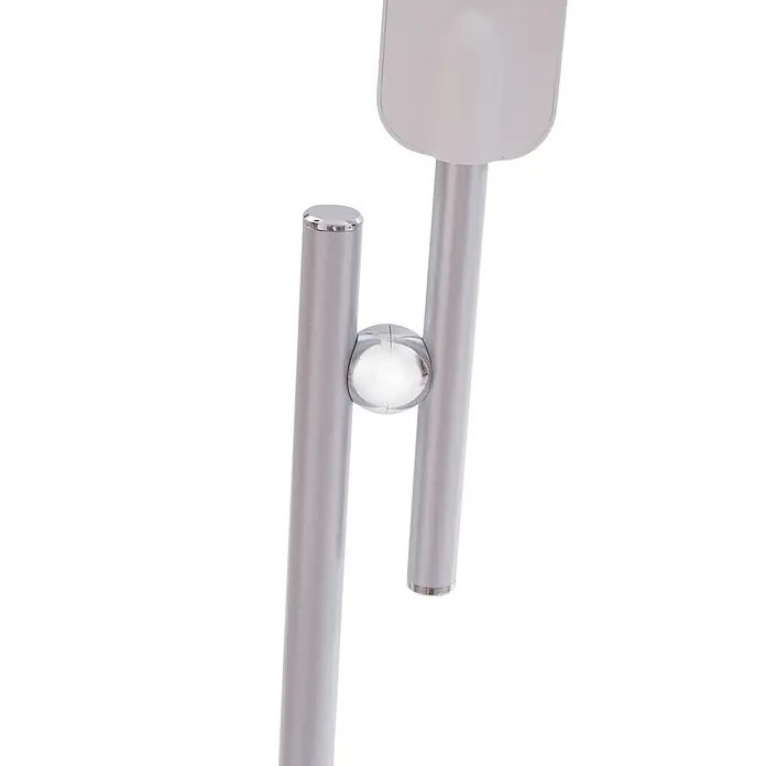 Lindby Tischleuchte Valtorin - weiß / opal, weiß / opal - Silberfarbener Metallständer mit zwei Stangen, verbunden durch ein klares Kugelgelenk, eine Stange gekappt, die andere mit hellgrauem Element.