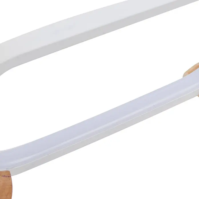 Lindby Tischleuchte Hirvi - L x B x H: 31 x 10 x 23 cm, Holz hell, weiß / opal - Gebogenes weißes LED-Profil mit Naturholzakzenten.