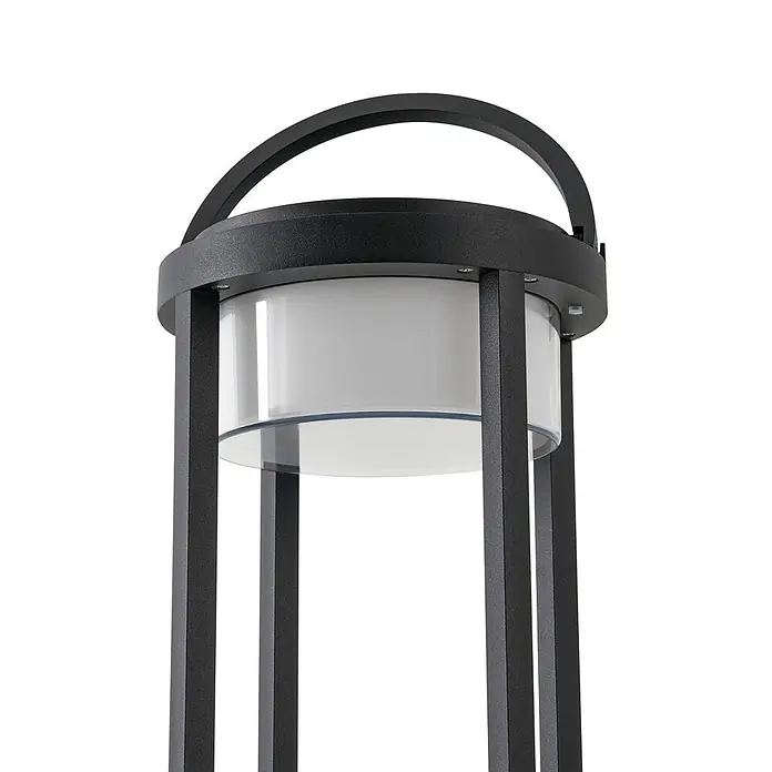 Lucande Tischleuchte Tilena - L x B x H: 21 x 21 x 32 cm, schwarz - Moderne schwarze Außenleuchte mit Griff und zylindrischem weißem Diffusor.