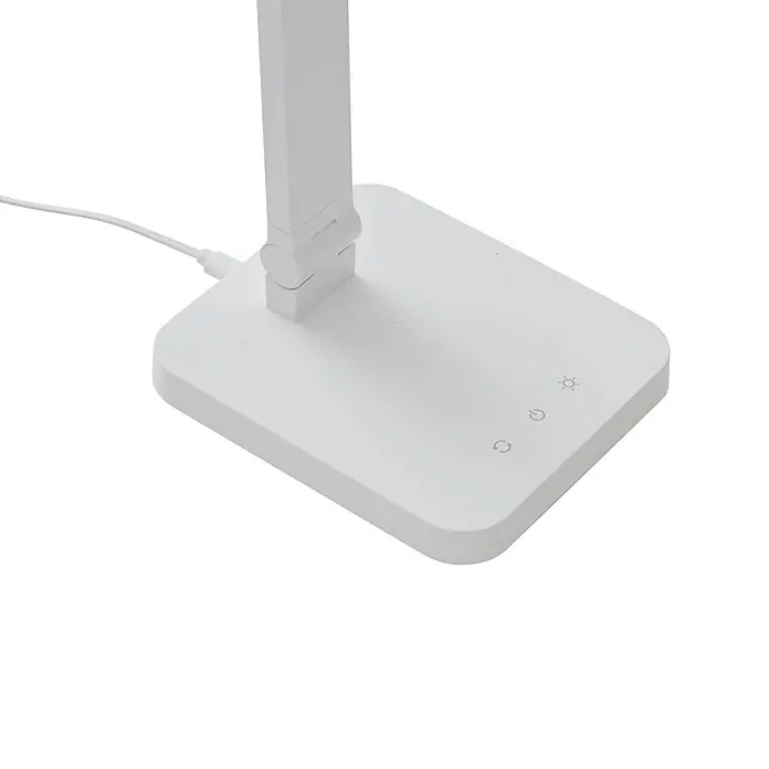 Lindby Tischleuchte Rylas - weiß / opal, weiß / opal - Weiße Schreibtischlampenbasis mit Netzkabel und Touch-Bedienelementen für Strom, Modus und Helligkeit.