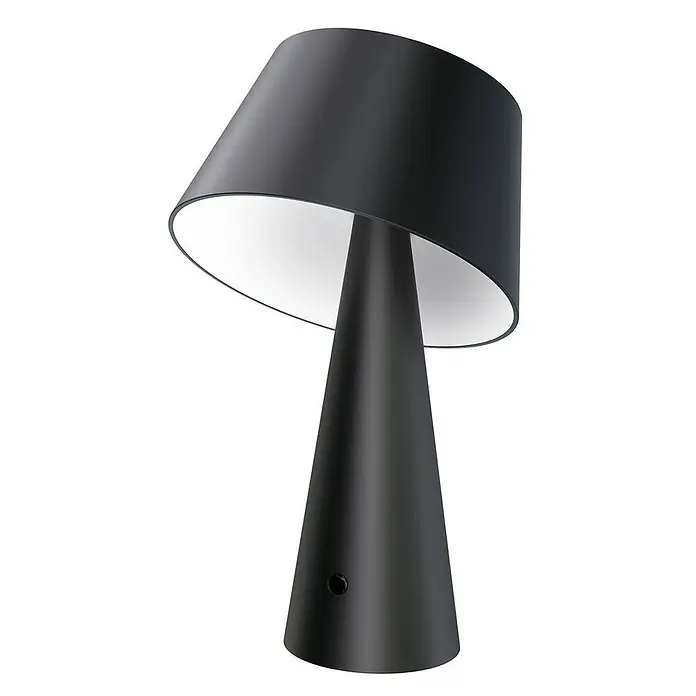 Lindby Tischleuchte Lirinor - L x B x H: 13,16 x 13,16 x 21,8 cm, schwarz, schwarz - Schwarze Tischlampe mit konischem Fuß und passendem Schirm, mit Bedienknopf.