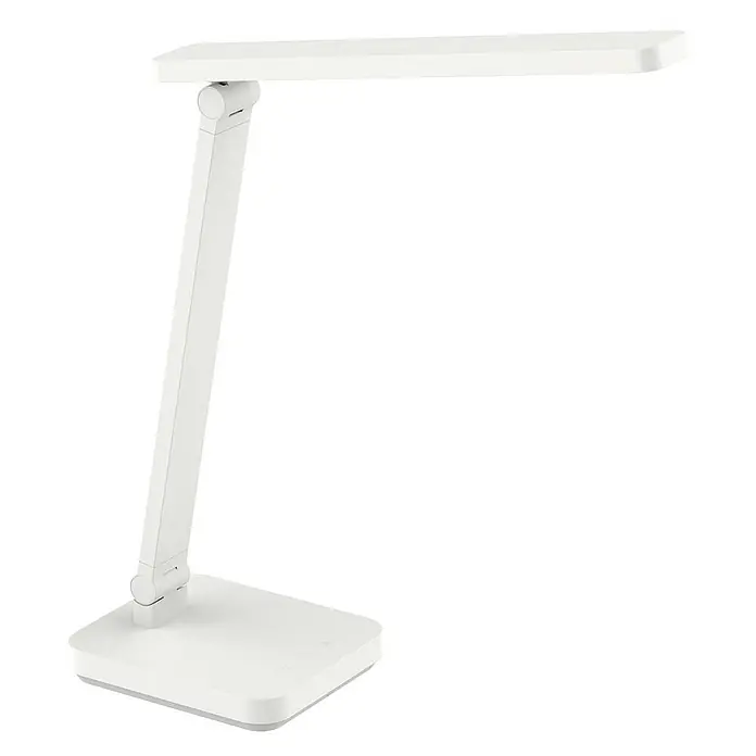 Lindby Tischleuchte Rylas - weiß / opal, weiß / opal - Verstellbare weiße LED-Schreibtischlampe mit rechteckigem Fuß und Kopf.