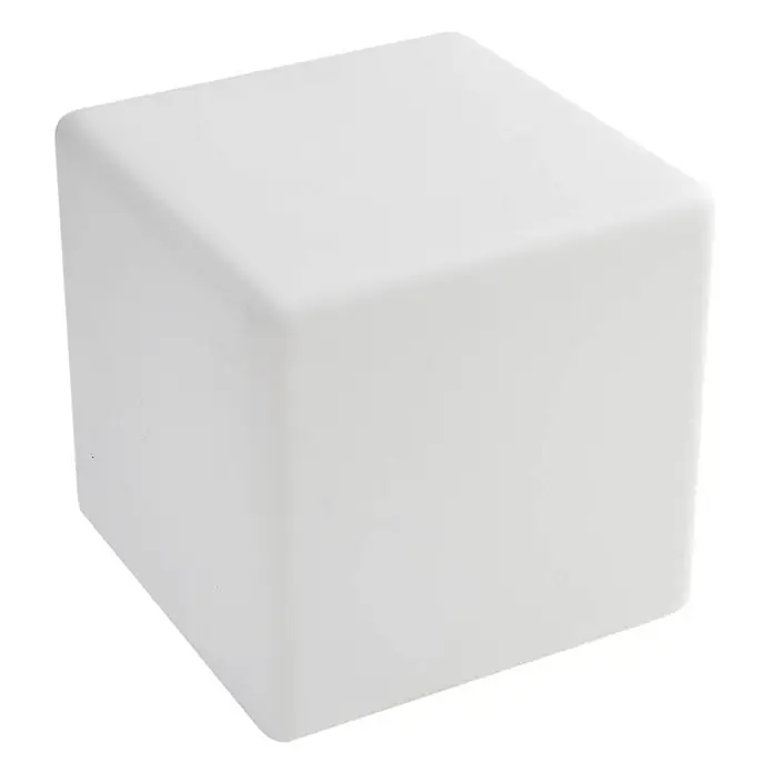 Lindby Tischleuchte Cubara - weiß / opal - Milchweißer Würfel mit abgerundeten Kanten, oft als Leuchthocker oder Dekoration verwendet.